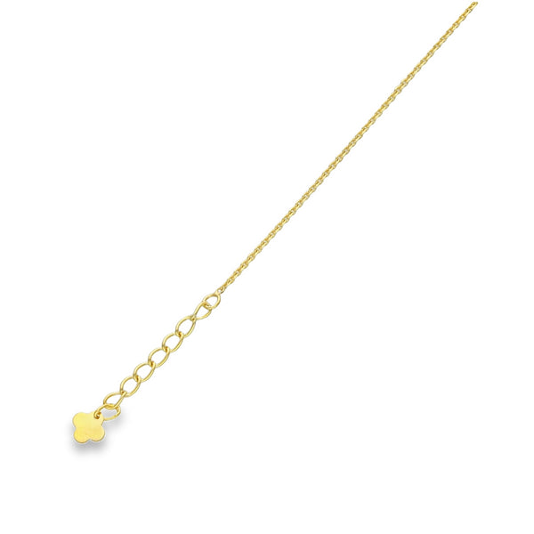 9ct Yellow Gold Mother of Pearl Clover Trace Bracelet - 6.5/7.5"