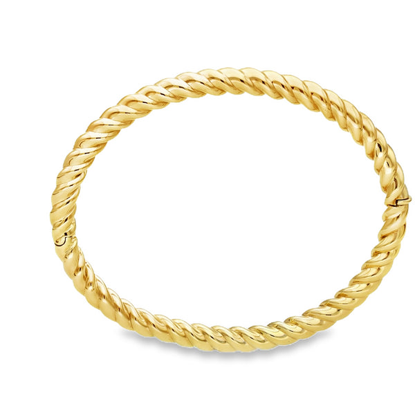 9ct Yellow Gold Hollow Twist Bangle - 6mm - 18cm - 14.6g