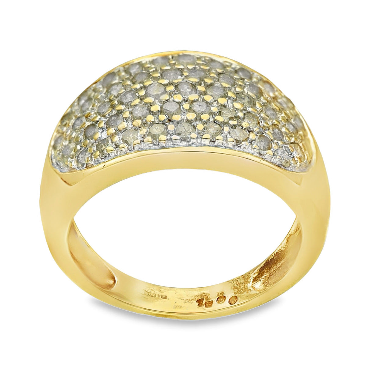 9ct Yellow Gold Diamond Pavé Cluster Ring - Size L - 1.00ct