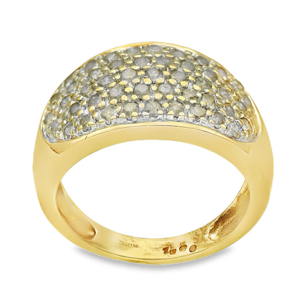 9ct Yellow Gold Diamond Pavé Cluster Ring - Size L - 1.00ct