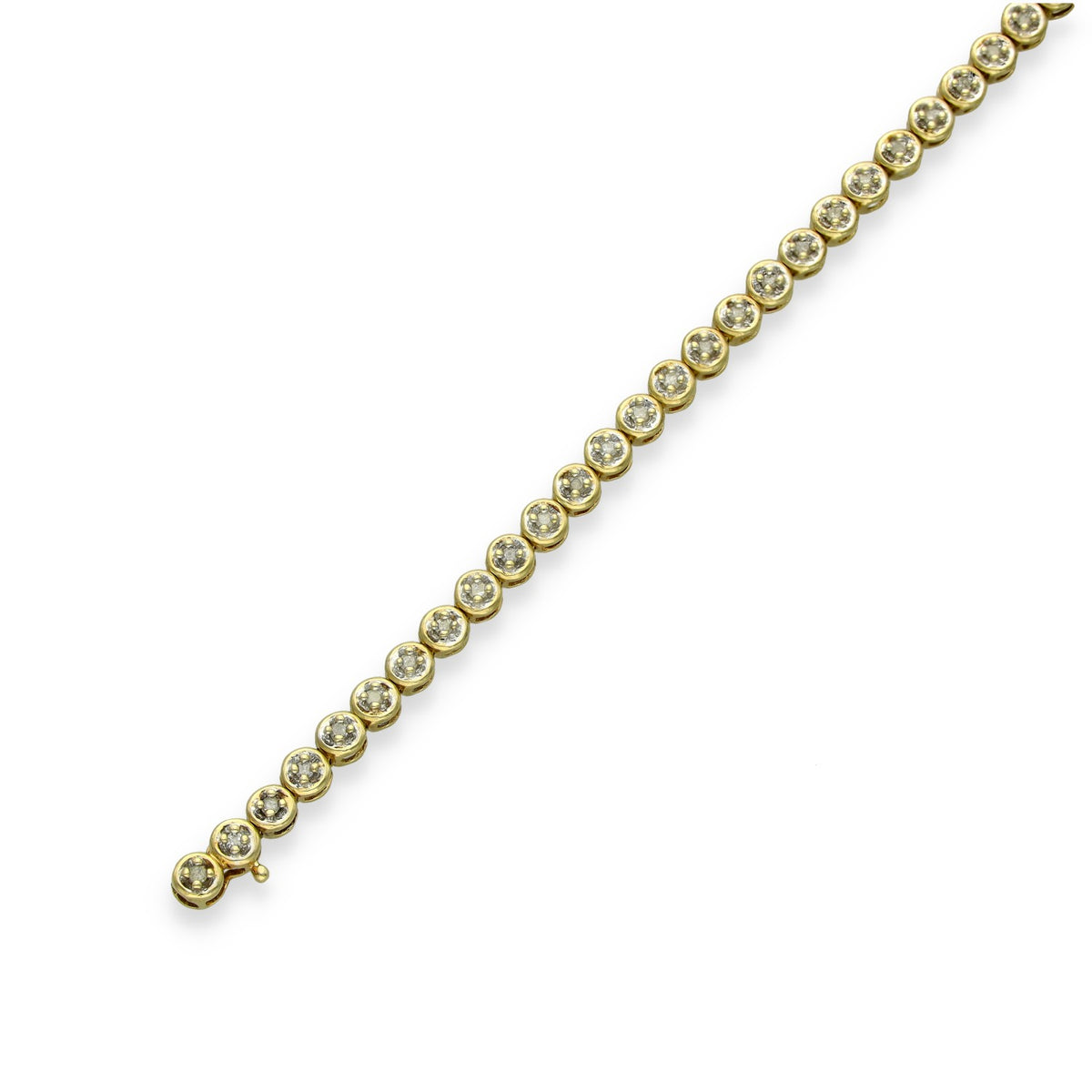 9ct Yellow Gold Illusion-Set Diamond Tennis Bracelet - 0.25ct