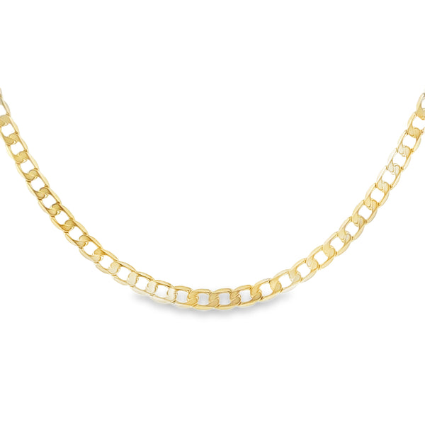9ct Yellow Gold Open Flat Curb Chain - 20"- 6.1g