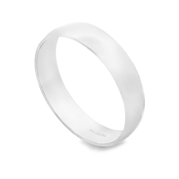950 Platinum Plain D-Shape Wedding Band - Size V - 5mm