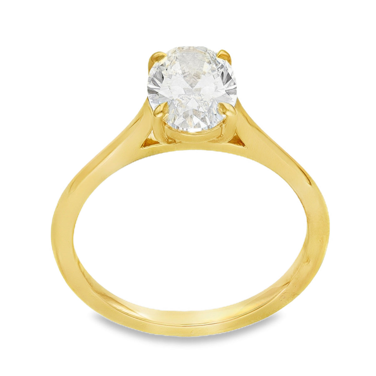Lab 1.50ct D Vs1 Oval 18ct Yellow Gold Solitaire