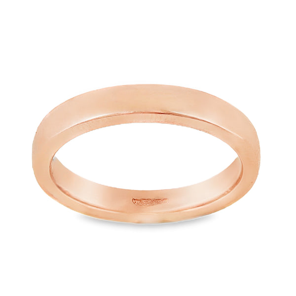 18ct Rose Gold Plain Flat Wedding Band - Size N½ - 5mm