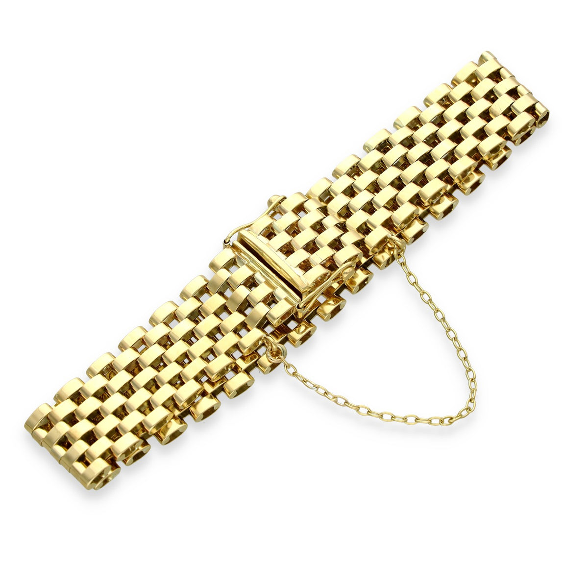 9ct Yellow Gold Brick-Link Gate Bracelet - 7.5" - 29.6g