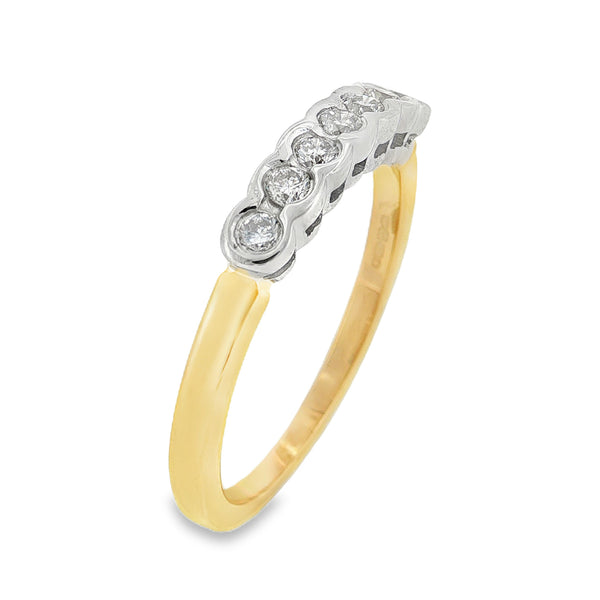 9ct Yellow & White Gold Diamond Eternity Ring - Size M - 0.25ct