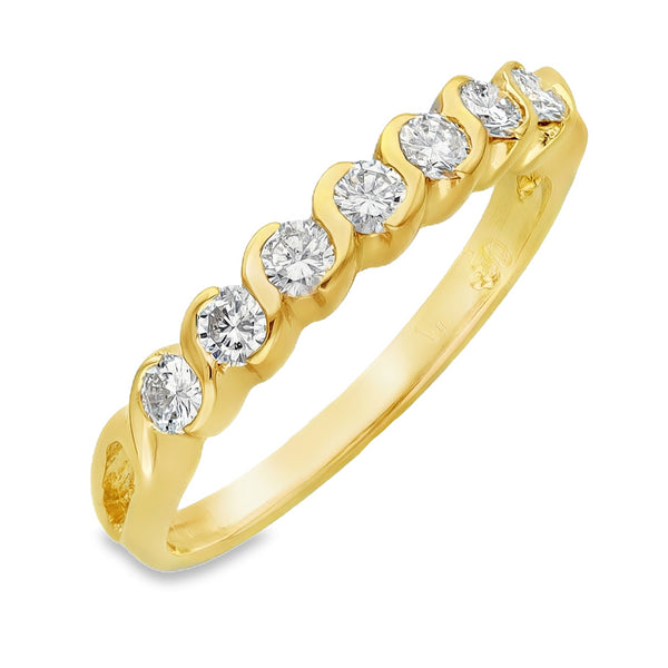 18ct Yellow Gold Diamond Half Eternity Ring - Size P - 0.50ct