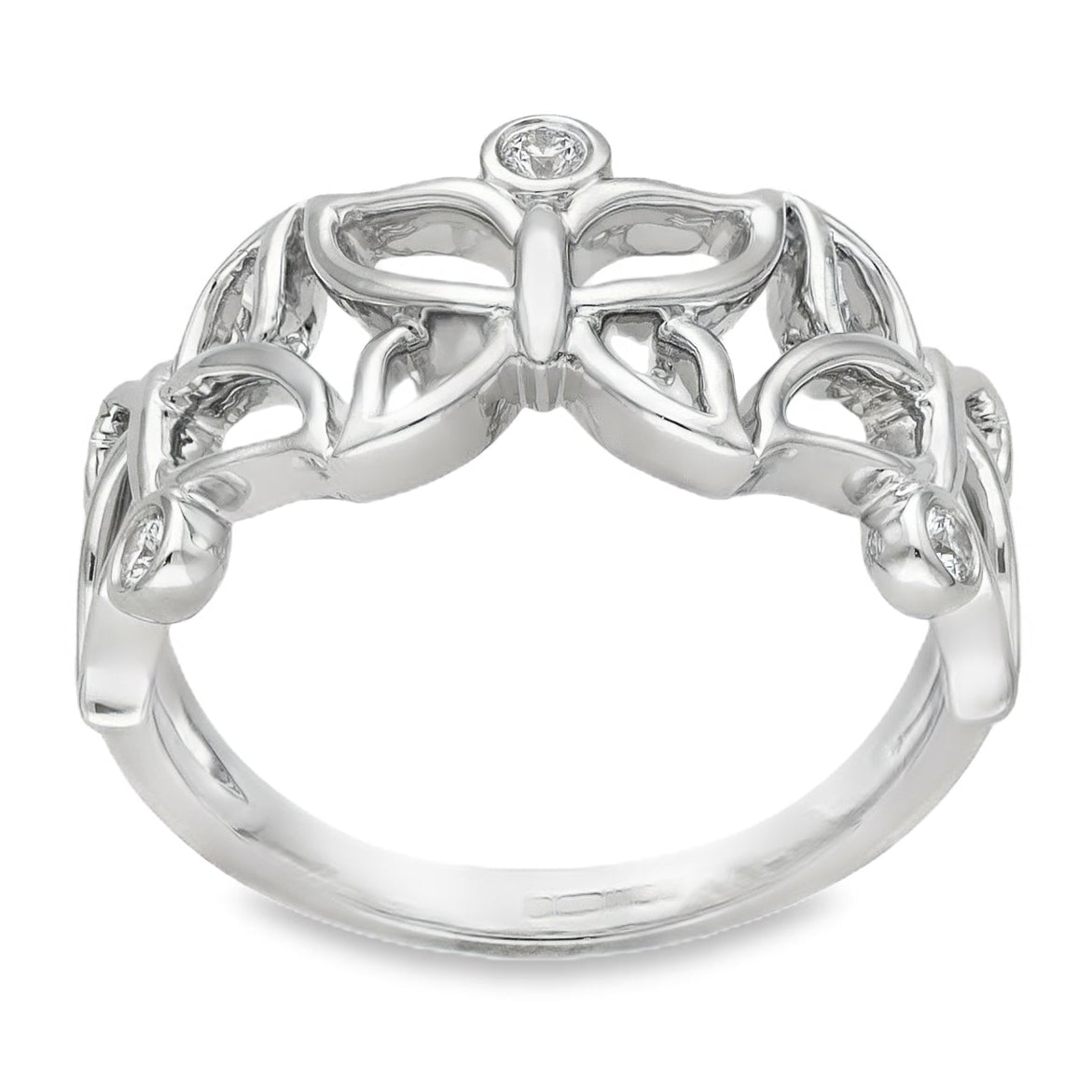 950 Platinum Diamond Butterfly Ring - Size P½ - 0.12ct