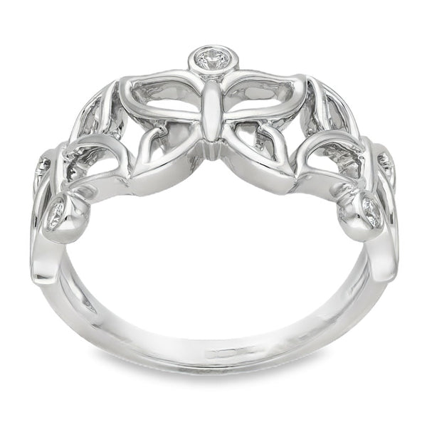 950 Platinum Diamond Butterfly Ring - Size P½ - 0.12ct