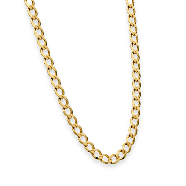 9ct Yellow Gold Flat Open D-Shape Curb Chain - 20" - 12.2g