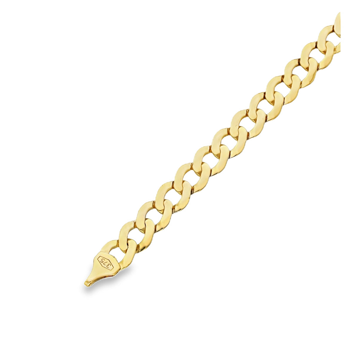 9ct Yellow Gold Flat Curb Bracelet - 8.5" - 14.1g