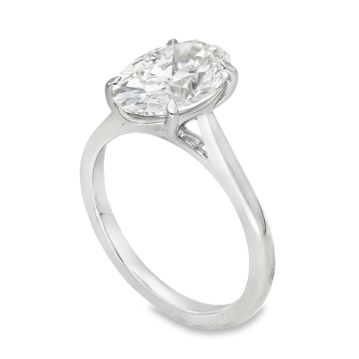 Lab Grown 1.50CT  Diamond Oval Cut Platinum Engagement Ring D VS1
