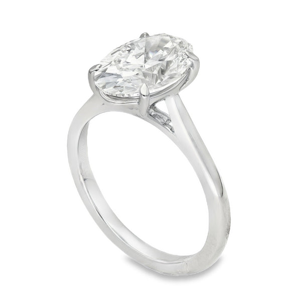 Lab Grown 1.50CT  Diamond Oval Cut Platinum Engagement Ring D VS1