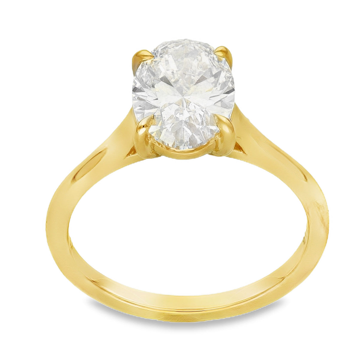Lab 2.01ct D Vs1 Oval 18ct Yellow Gold Solitaire