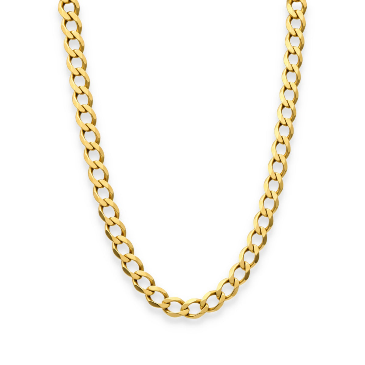 9ct Yellow Gold Flat Open D-Shape Curb Chain - 20" - 12.2g