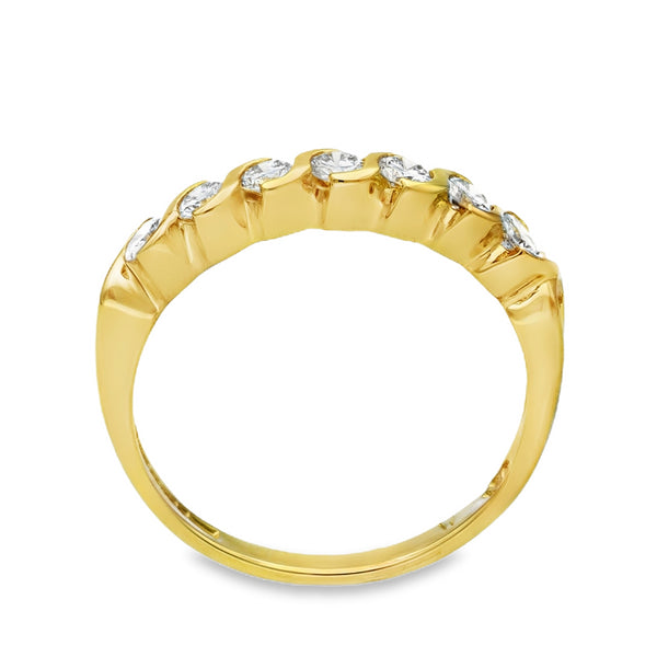 18ct Yellow Gold Diamond Half Eternity Ring - Size P - 0.50ct