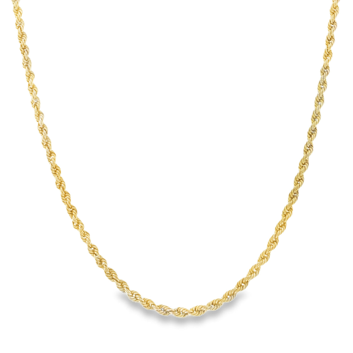 9ct Yellow Gold Hollow Rope Chain - 18"- 3.2g