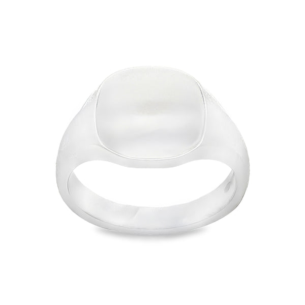 925 Silver Plain Cushion Signet Ring - Size T - 14mm