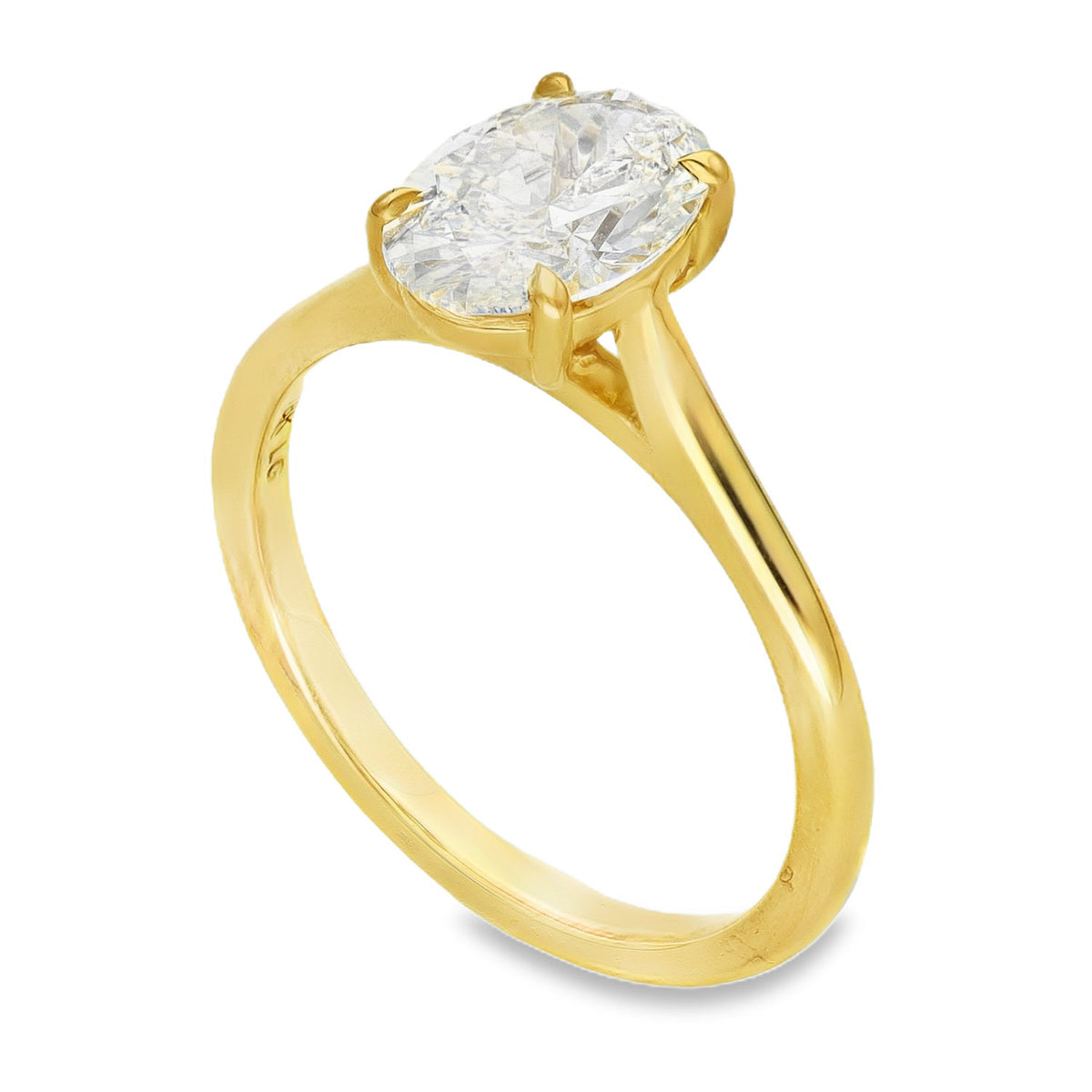 Lab 1.50ct D Vs1 Oval 18ct Yellow Gold Solitaire