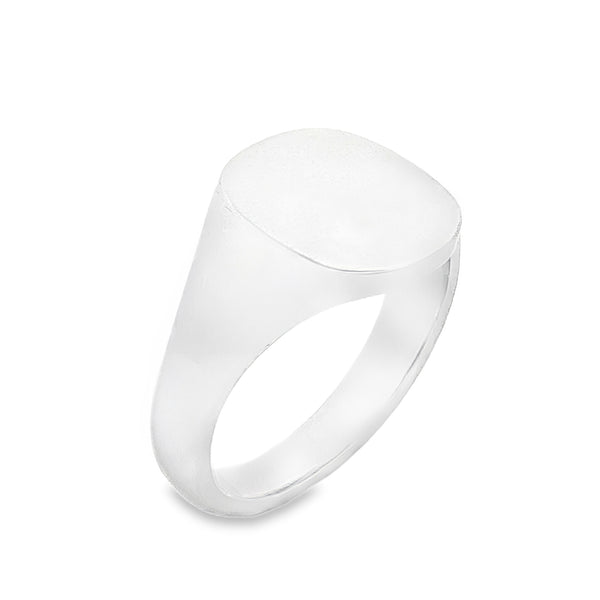 925 Silver Plain Cushion Signet Ring - Size T - 14mm