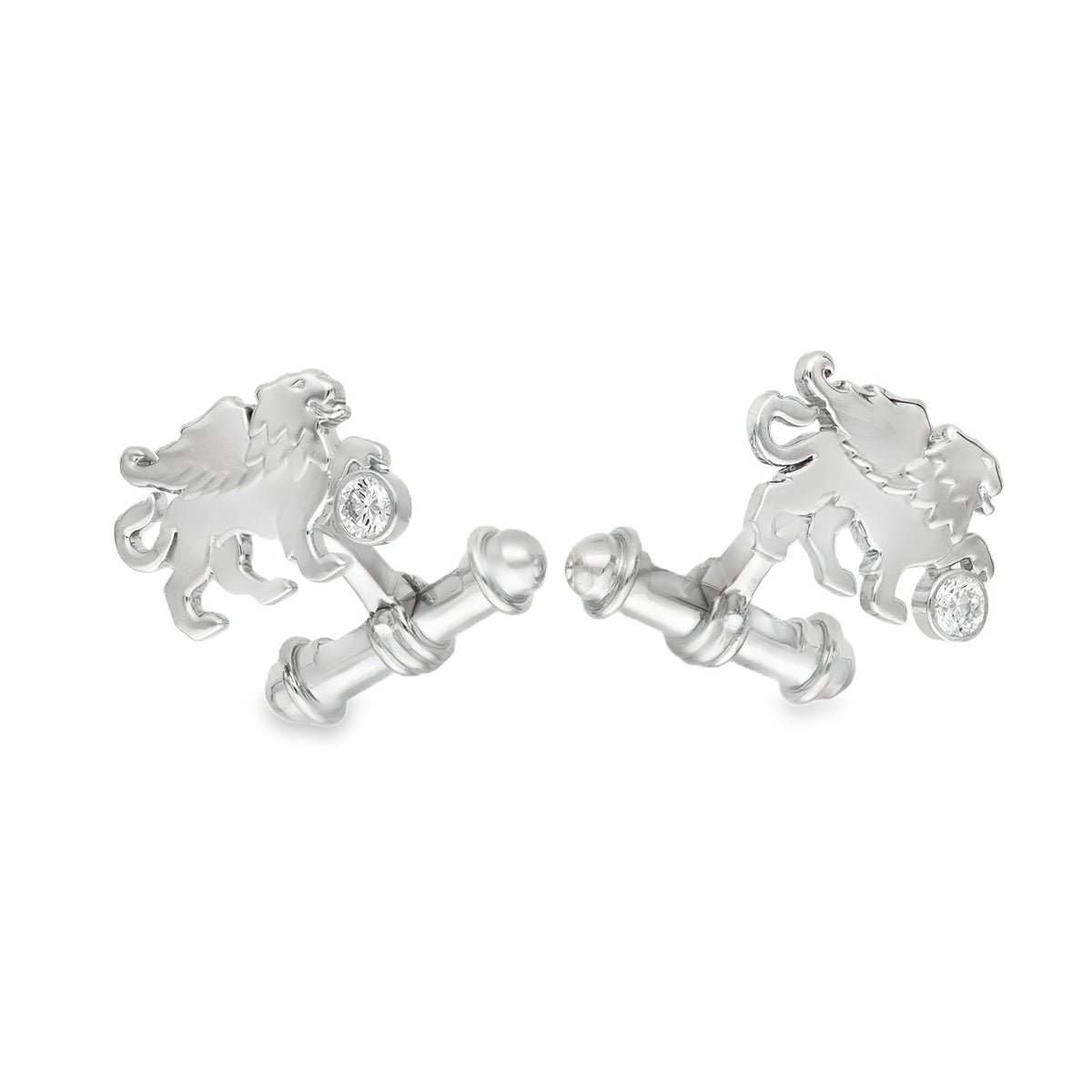 18ct White Gold Diamond Griffin Cufflinks - 19x13x2.5mm - 20.0g
