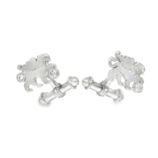 18ct White Gold Diamond Griffin Cufflinks - 19x13x2.5mm - 20.0g