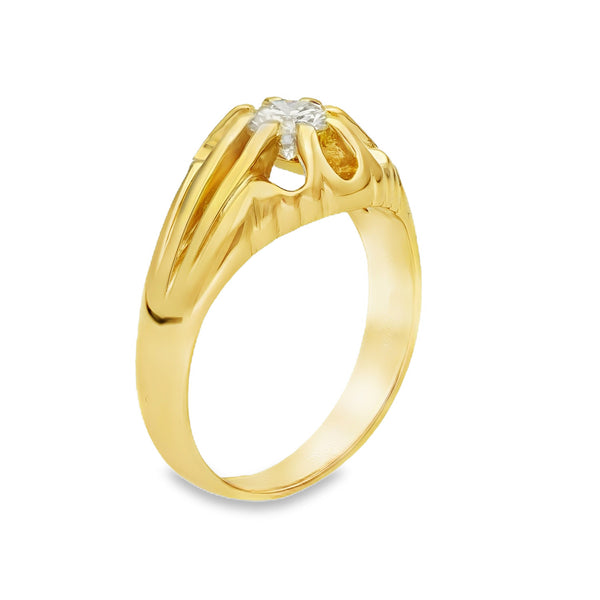 18ct Yellow Gold Gents Diamond Solitaire Ring - Size O½ - 0.50ct