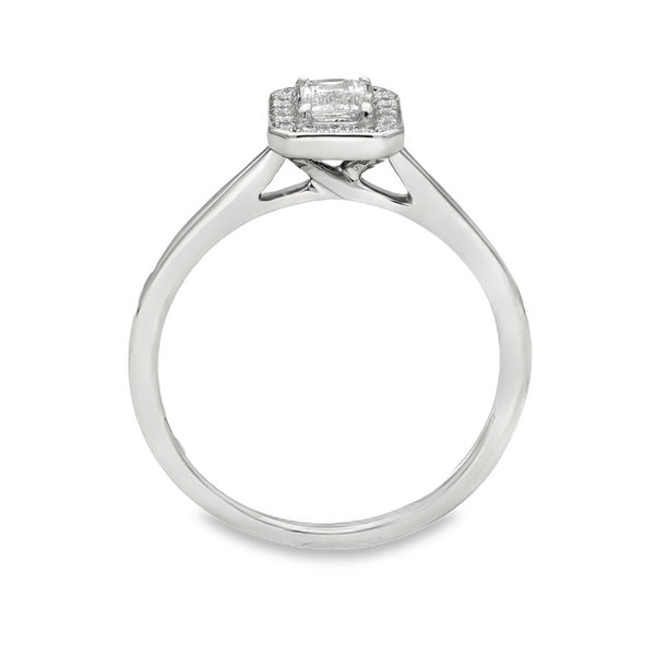 950 Platinum Diamond Halo Engagement Ring - Size P - 0.49ct