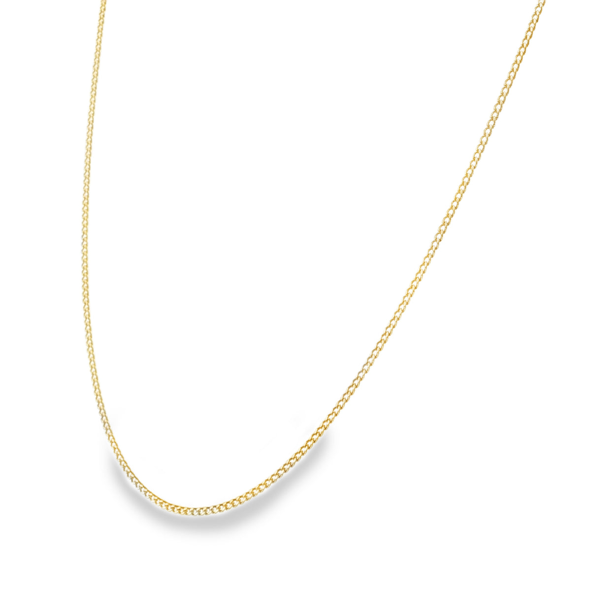 9ct Yellow Gold Closed Curb Chain - 20"- 2.4g
