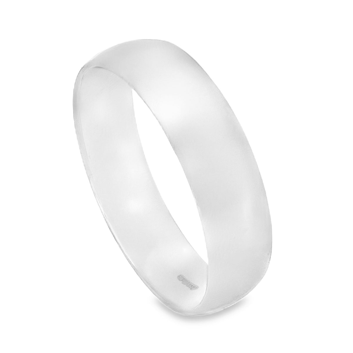 9ct White Gold Wedding Band - Size V½ - 6mm