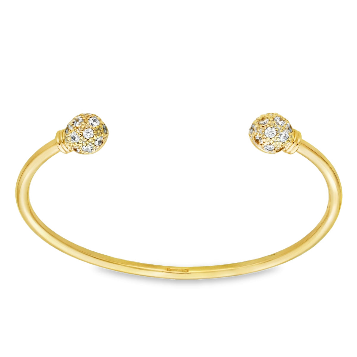 9ct Yellow Gold Cubic Zirconia Torque Bangle - 20cm - 24.2g