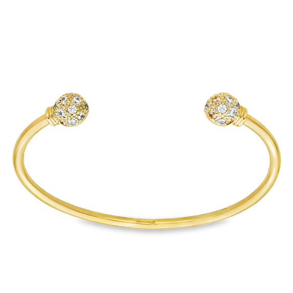 9ct Yellow Gold Cubic Zirconia Torque Bangle - 20cm - 24.2g