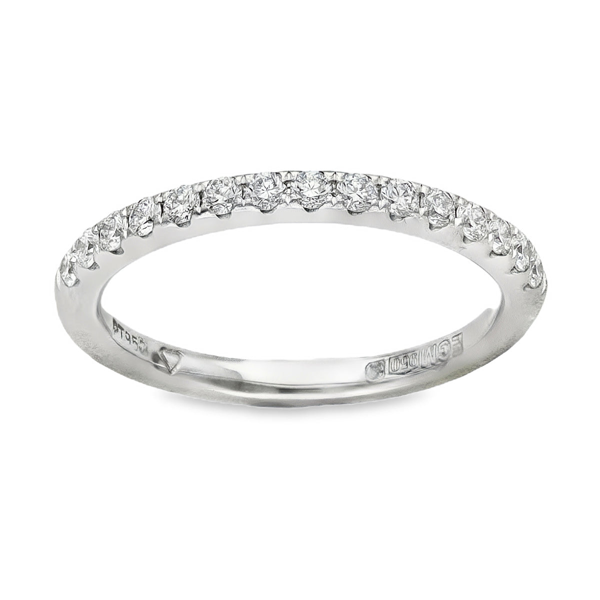 950 Platinum Diamond Half Eternity Ring - Size H½ - 0.22ct