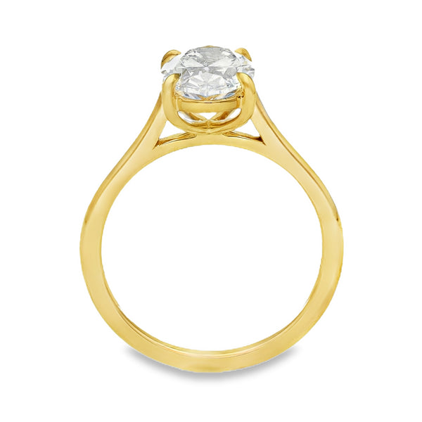 Lab 2.01ct D Vs1 Oval 18ct Yellow Gold Solitaire