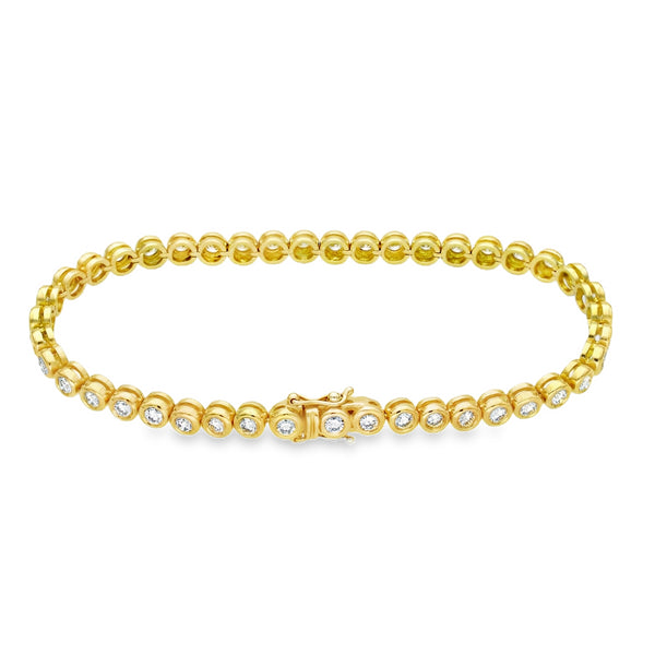18ct Yellow Gold Diamond Tennis Bracelet - 7" - 3.00ct