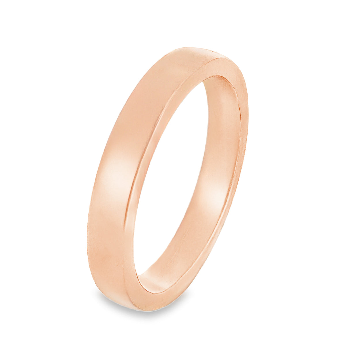 18ct Rose Gold Plain Flat Wedding Band - Size J - 3mm