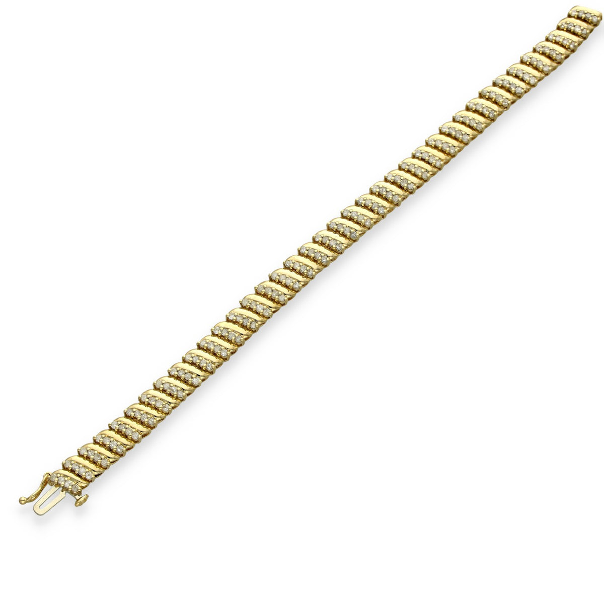 9ct Yellow Gold Diamond Bracelet - 7.5" - 1.59ct