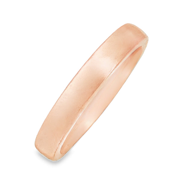 18ct Rose Gold Plain Flat Wedding Band - Size J - 3mm