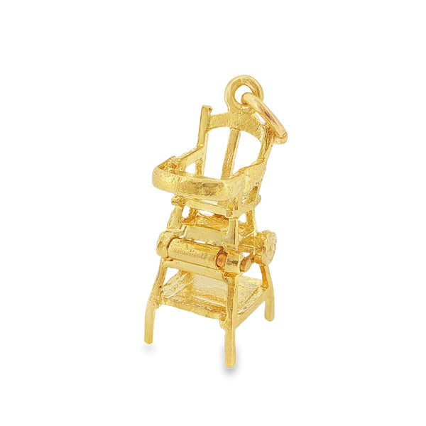 9ct Yellow Gold Hinged High Chair Charm - 8x20x11mm - 1.8g