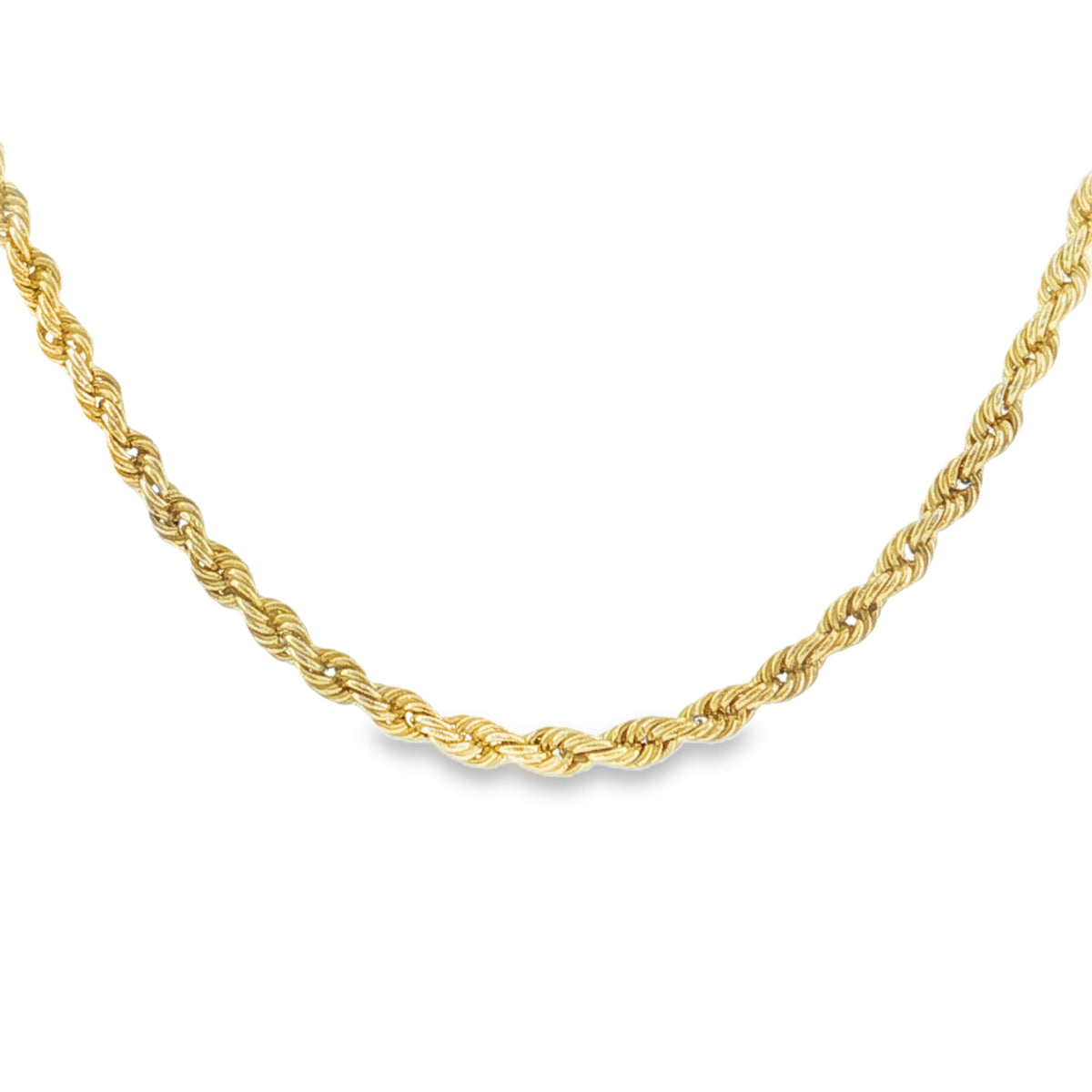 9ct Yellow Gold Hollow Rope Chain - 18"- 3.2g