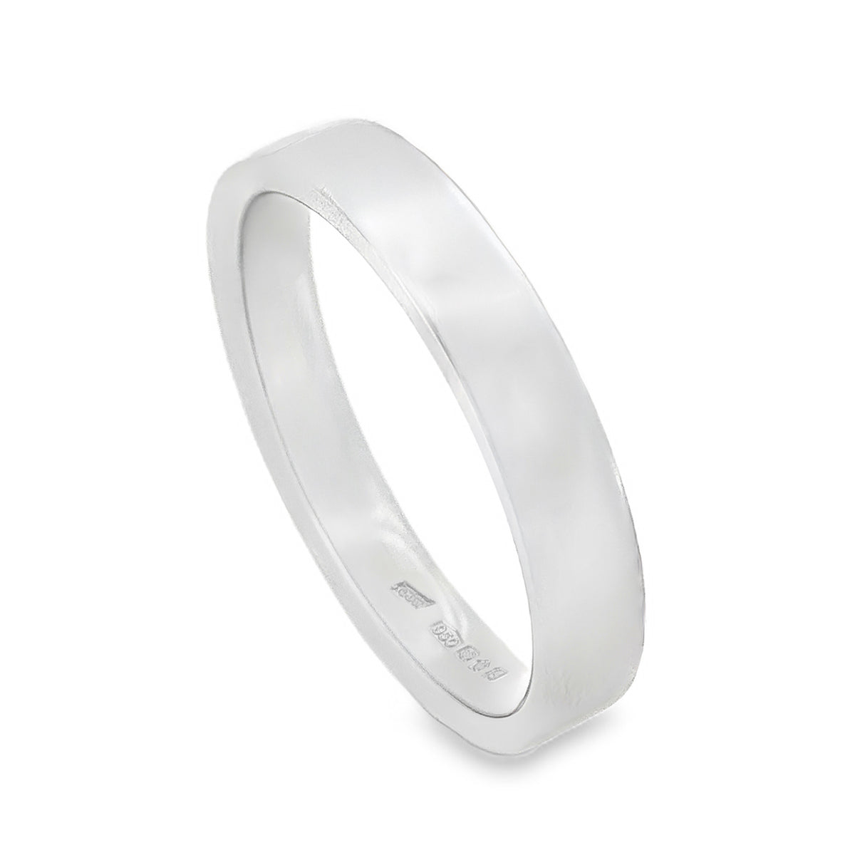 950 Platinum Plain Court Wedding Band - Size M - 3.5mm