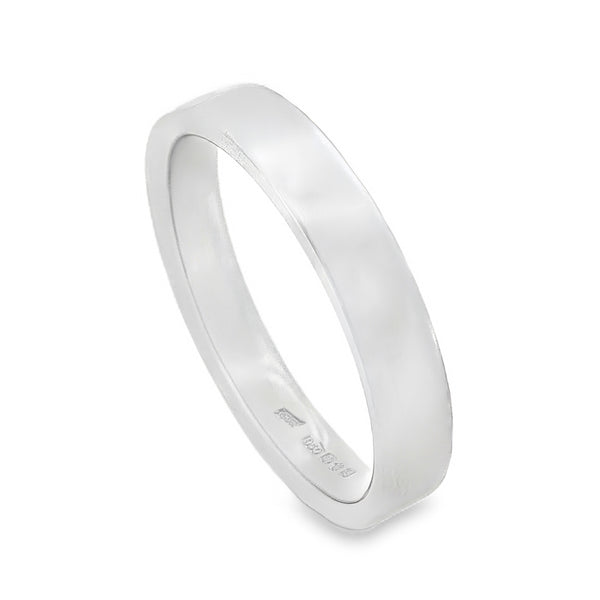 950 Platinum Plain Court Wedding Band - Size M - 3.5mm