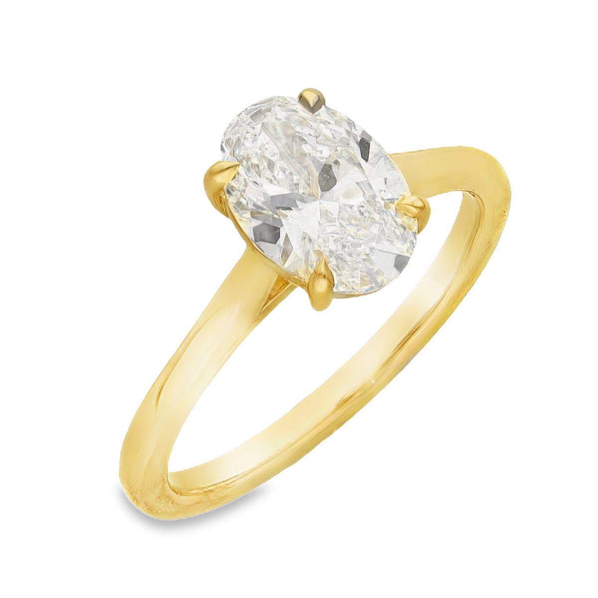Lab 1.50ct D Vs1 Oval 18ct Yellow Gold Solitaire
