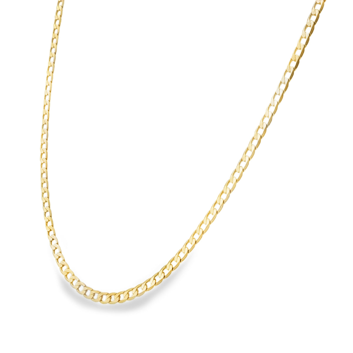 9ct Yellow Gold Open Flat Curb Chain - 20"- 6.1g