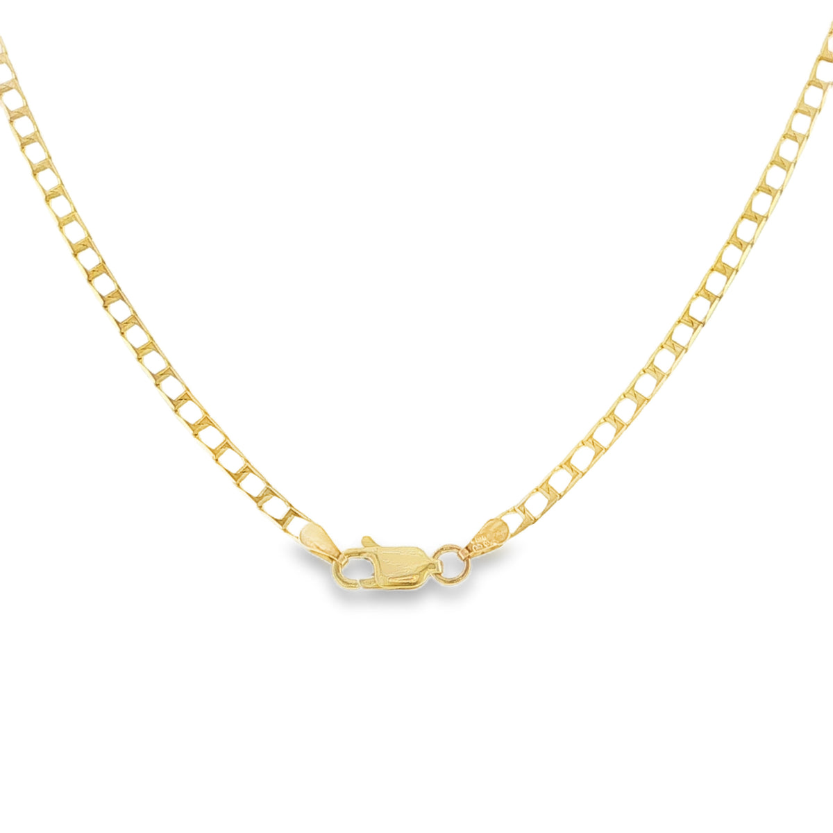 9ct Yellow Gold Open Square Curb Chain - 16"- 3.7g