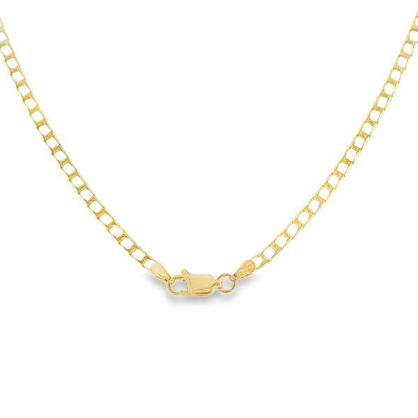 9ct Yellow Gold Open Square Curb Chain - 16"- 3.7g