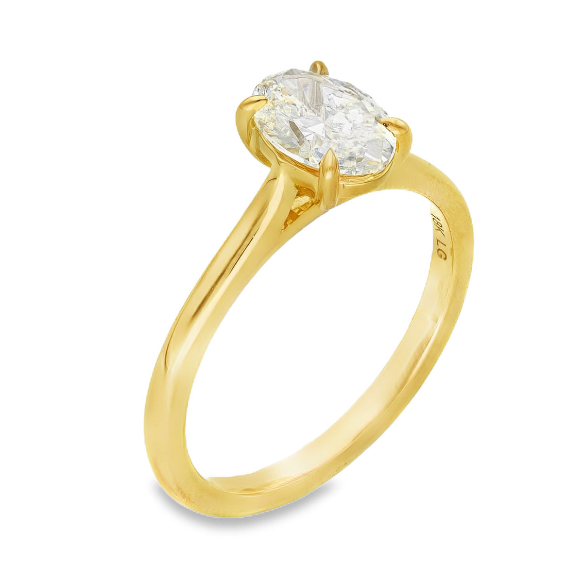Lab 1.01ct D Vs1 Oval 18ct Yellow Gold Solitaire