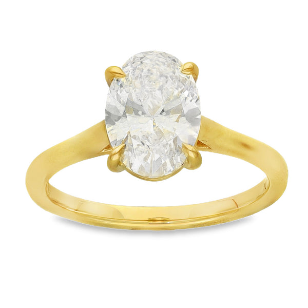 Lab 2.01ct D Vs1 Oval 18ct Yellow Gold Solitaire