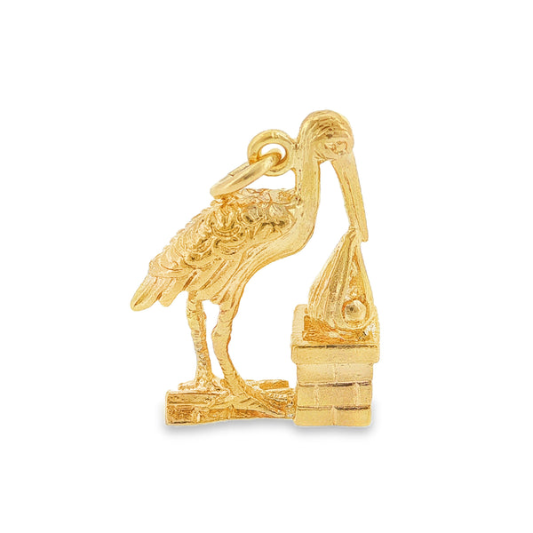 9ct Yellow Gold Stalk & Basket Charm - 20x15x4.5mm - 2.8g